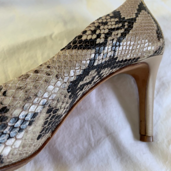 Antonio Melani Paton snake reptile python print leather pump heels 9.5 neutral - Picture 4 of 16